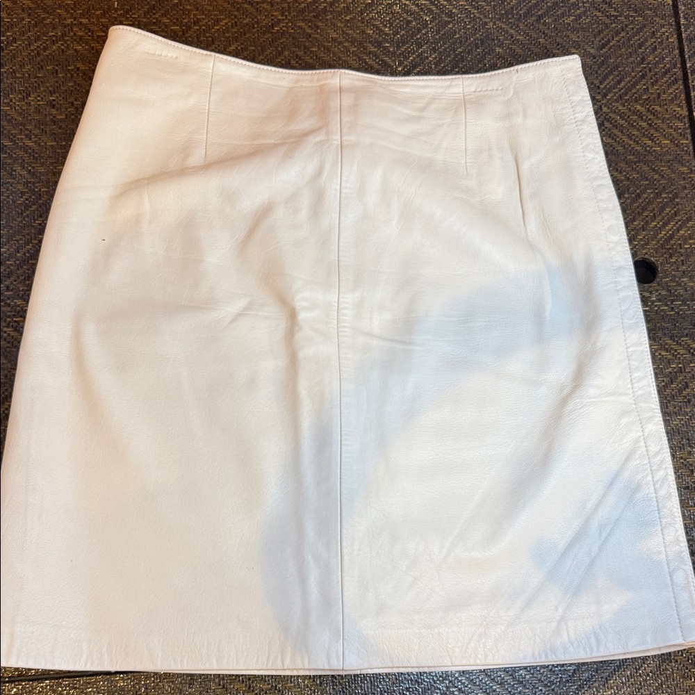 Siena Studio White Leather Mini Skirt with side buttons vintage boho chic